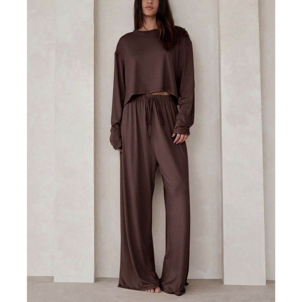 BUMPSUIT The Cloud Long Sleeve Crop Tee & High Waisted Drawstring Pant XL New